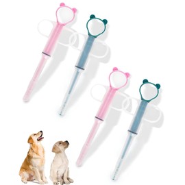 QLEUIFT Pack of 4 Pill Dispensers Cat - Easy and Safe Administration of Tablets for Cats and Small Pets, Green and Pink