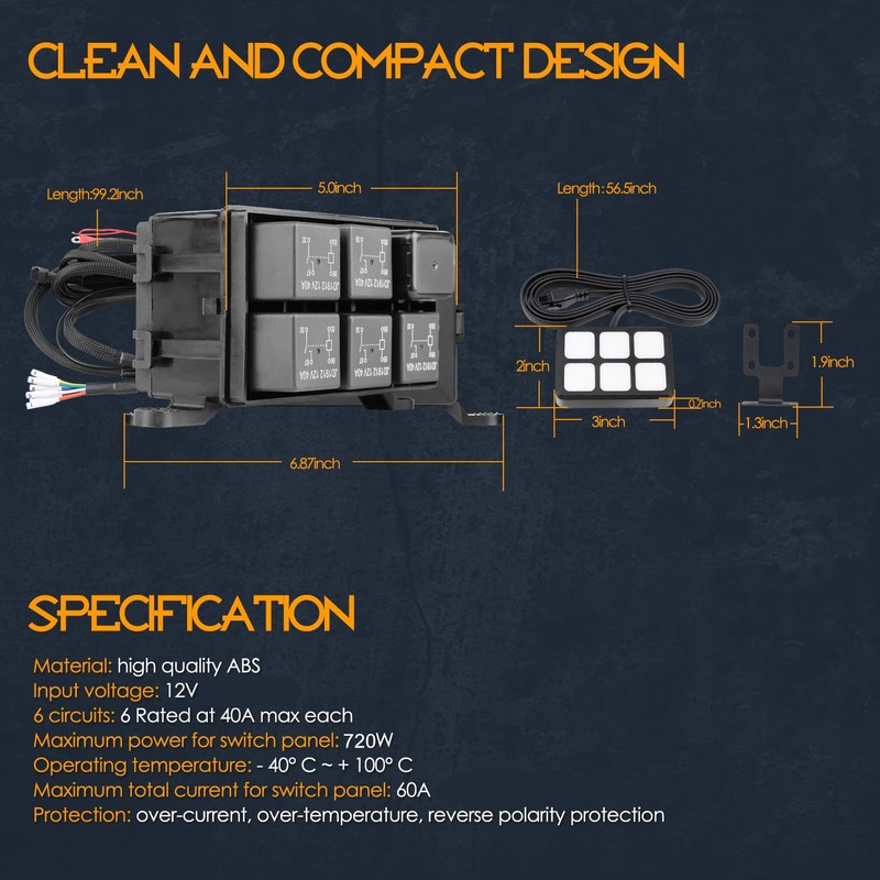 6 Gang Switch Panel, Nirider 12V Universal Circuit Control System