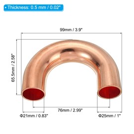 PATIKIL 1" OD 66x99mm Elbow Copper Pipe Fitting, 180 Degree Bend Welding Sweat Solder Connection for HVAC Air Conditioner Plumbing