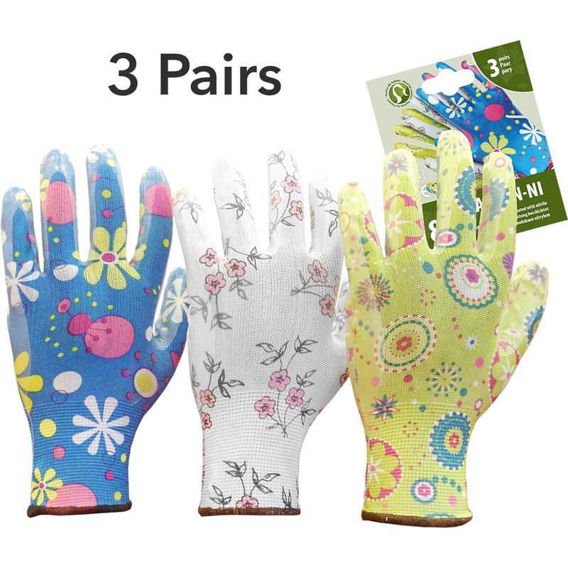 Ladies Deluxe Gardening Work Gloves (3 Pairs) Gift for Women