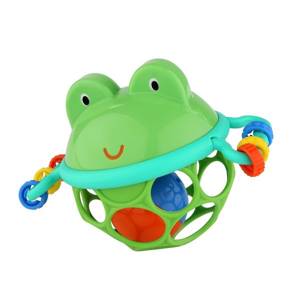 Bright Starts Oball Easy Grasp Jingle & Shake Pal Infant Toy, BPA-Free Green Frog Rattle, Age Newborn and up