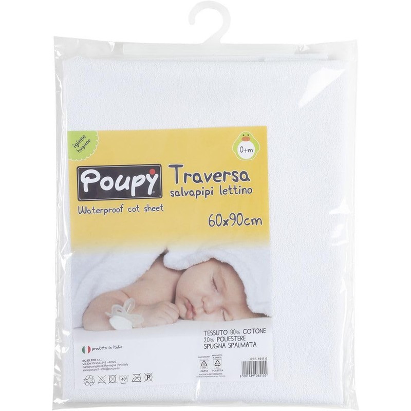 Poupy - Waterproof Bed Pad for Cradle, Cotton Terry Top,