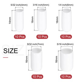 sourcing map 50pcs Round Rubber End Caps Protective Caps 4mm 5mm 6mm 7mm 8mm White Screw Thread Protectors