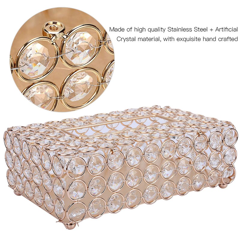 Crystal Tissue Box Holder, Rectangular Tissue Organizer Crystal Facial Tissue