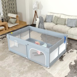 LulliSpace Baby Playpen - Kids Activity Centre Safety Play Yard, Indoor & Outdoor, 70"X47" Large, Breathable Mesh for Toddlers