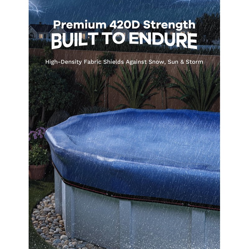 POOLHACKER 16x32 FT Oval Pool Cover – 420D Extra Thick