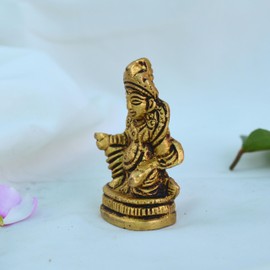 Shiva Lingam Shop Brass Kubera Statue, God of Wealth Figurine, Handcrafted Dhan Kuber Murti (Design 4)