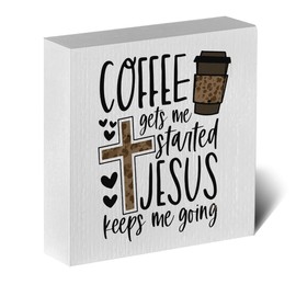 Christian Coffee Table Decor Rustic Desk Decor Coffee Station Accessories Coffee Bar Sign Religious Farmhouse Wood Box Sign Coffee Corner Decor Coffee Bar Supplies Kitchen Sign for Home Shelf Cafe