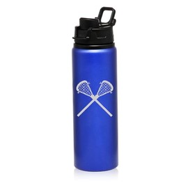 25 oz Water Bottle Sports Travel Mug Gift Lacrosse Sticks (Blue)