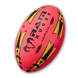Ram Rugby Gripper 2.0 Pro NEON Trainer Rugby Ball - Hand-stitched - 3-Ply Construction - Hi-tech Bladder - Precision Flight Valve - 3D Grip For Ultimate Passing And Catching Control (Sizes 5, 4 & 3)