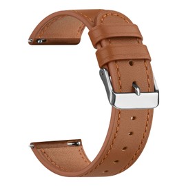Leather Watch Band Compatible with Garmin Vivoactive 6/5 / 3 Watch Band, Replacement Wristband Strap for Garmin Vivomove Sport, Vivoactive 3 Music, Forerunner 645/245 Music Smart Watch (Brown)