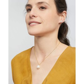 Secret & You Large 12-13mm Baroque Cultured Freshwater Pearl Necklace 925 Sterling Silver 18K Gold or Rhodium Plated 925 Sterling Silver Pendant Necklace 38-45cm, Pearl, Pearl