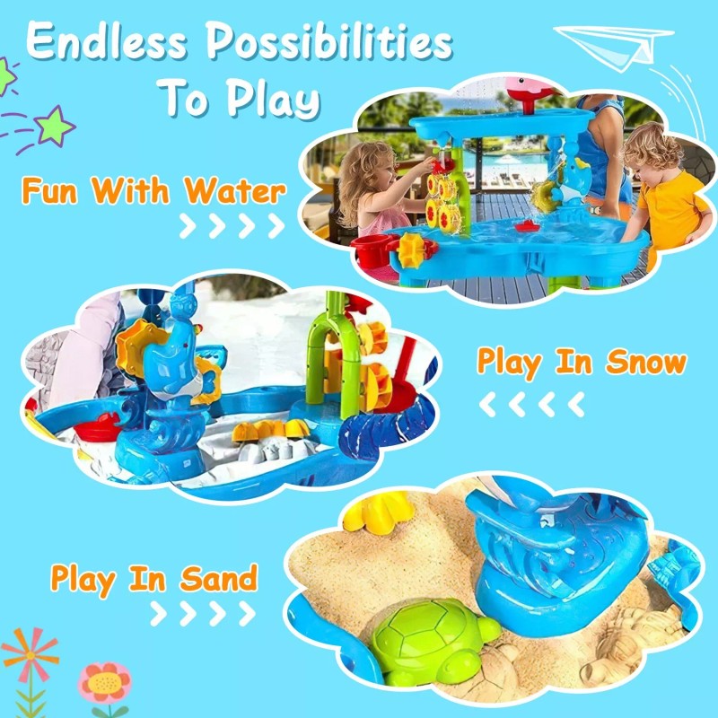 DonLoyon Kid Sand Water Table Toddler Showers Play Table Toy
