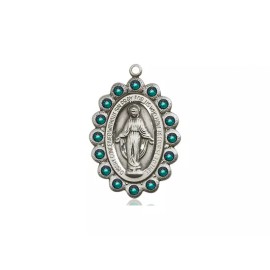Bliss Sterling Silver Miraculous Medal Catholic Pendant Necklace 18" Chain GiftBox