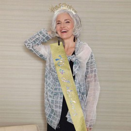 AOPRIE 70 & Fabulous Birthday Sash for Women Birthday Tiara & Crowns Headbands for Girls Happy Birthday Accessories Favor Supllies Gold, 2 Pack