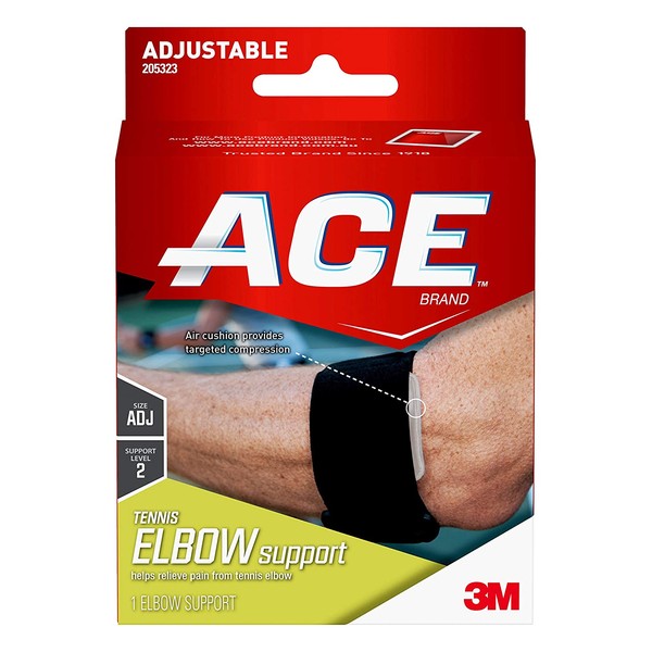 ACE-229032 Tennis Elbow Support, One Size Fits Most, Black, 1 Count (Pack of 1)