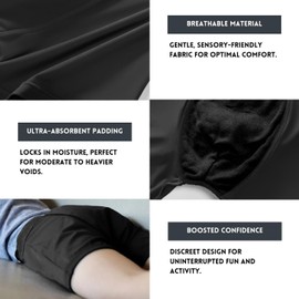 Tony and Ava Incontinence Underwear for Boys Ages 4–6 | Up to 45 lbs | Heavy Absorbent Leakproof Boxer | Potty Training & Daytime Support for Special Needs Toddlers Black