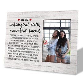 HiLus Friend Gift, Wooden Picture Frame Gift, Ideal Gift for Bestie, Friendship Photo Frame Gift, Friend Birthday Gift, Long Distance Relationship Sister Gift, Desk Decor Gift for Unbiological Sister