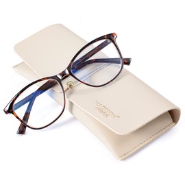 Madison Avenue Square Vintage TR90 Blue Light Blocking Reading Glasses for Women with Case, Anti Glare/Eyestrain Computer Readers Demi 2.5