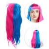 Long Straight Wigs Women Female Full Bangs Synthetic Hair Blue