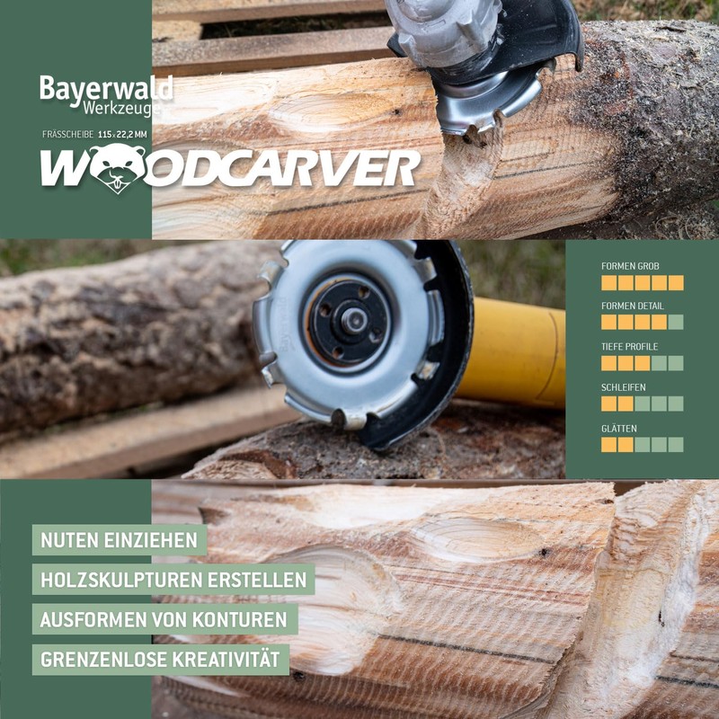 Bayerwald Woodcarver Diameter 115 mm - Milling Disc for Angle