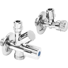Cornat Device Connection Valve Set 2-Piece – 1/2 Inch Male Thread – For Connecting Washing Machine & Dishwasher – With Backflow Preventer – Made of Brass / Angle Valve / Machine Angle Valve / Device