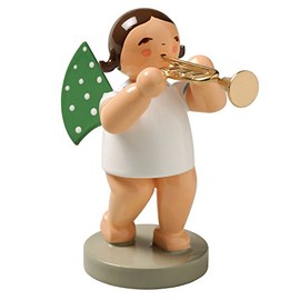 Wendt & Kuhn Brunette Hand Painted Grunhainichen Angel Trumpet Figurine