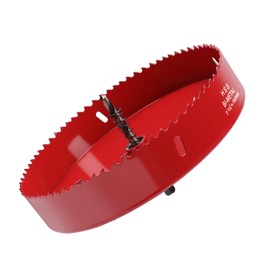LC LICTOP 7.1 Inch Hole Saw, Heavy Duty Bi-Metal Cornhole Cutter, HSS Blade Drill Bit for Ceiling Light, Wood, Soft Metal Sheet, Plastic Panel, Drywall and Fiberboard, with Positive Rake Teeth, Red