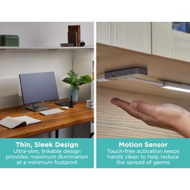 BLACK+DECKER LED Under Cabinet Light Kit, Motion Sensor, Dimmable, Linkable, 3 Color Settings, Tool-Free, Utility Light, Closets, Garage, Pantry, (1) 24" Bars