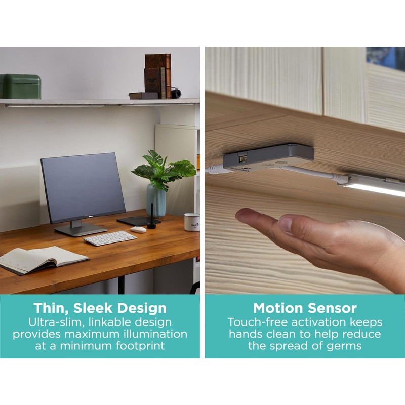 BLACK+DECKER LED Under Cabinet Light Kit, Motion Sensor, Dimmable, Linkable,