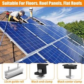 6 Packs Solar Panel Holder Kit, 6 Pcs 120mm Mounting Rail Set, Aluminum Module with 2 Mid & 4 End & 2 Center Clamps, 6 Rubber Pads, 12 Screws, Solar Panels PV Bracket for Metal, Tin, Flat, Sheet Roof