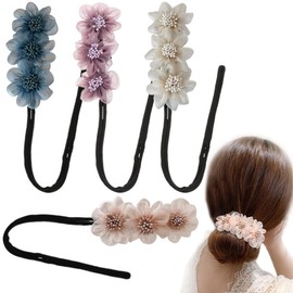 4 Pack Magic Hair Bun Organza Flower Bun Maker for Women Donut Bun Maker Hair Clips Hair Styling Tools Bun Maker Set for Kids Girls