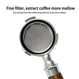 58mm Bottomless Portafilter,Stainless Steel Portafilter 2 Ears for 58-Gaggia Machines-Not suitable with E61 groupheads,with Walnut Handle & Filter Basket(58mm compatible withGaggia/2 Ears)