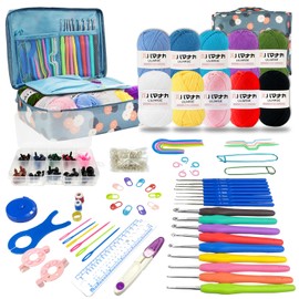 HYHJMISTY Crochet Kit for Beginners, 115Pcs Crochet Kit with 10 Colors Yarn for Crocheting,Crochet Set Ergonomic Crochet Hooks