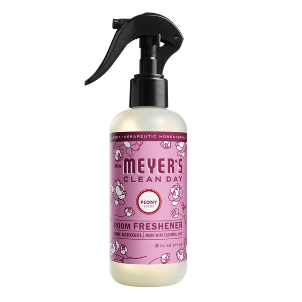Mrs. Meyer's Room and Air Freshener Spray, Non-Aerosol Spray Bottle Infused with Essential Oils, Peony, 8 fl. oz