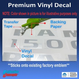 Reflective Concepts RAM 1500" Door Emblem Overlay Decals for 2013-2018 Ram 1500 - (Color: Reflective Light Black)