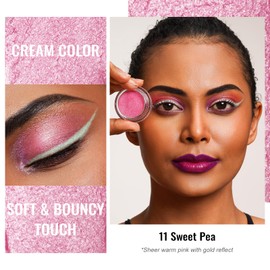 OULAC Cream Eyeshadow, Glitter Pink Eyeshadow, Holds Makeup For 12 Hours +, Waterproof and Sweatproof, Crease Resistant, Vegan | 06g, Sweet Pea (11)