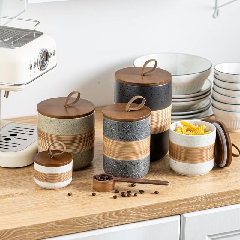 Miamolo Spice Jars with Lid, Coffee Container Kitchen Food Storage