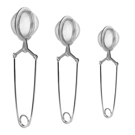 Snap Ball Tea Strainer, Stainless Steel Tea Infuser Filter with Handle for Loose Leaf Tea, Spices, Seasonings 3 Pack S/M/L (3PCS, Stainless Steel)