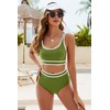 Bikini de cintura alta para mujer, estilo deportivo, estilo arcoíris,