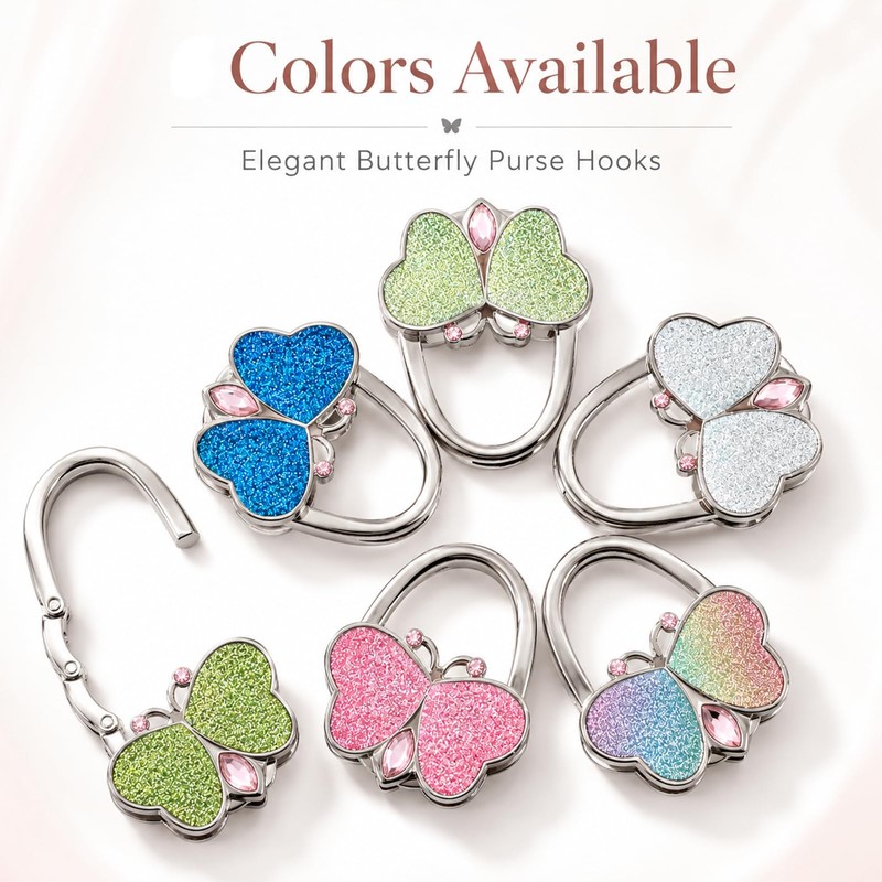KUNHEHO Butterfly Purse Hook for Table, Foldable Purse Holder &
