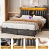 Aheaplus Queen Size Bed Frame with Charging Station & Led