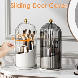 Organizador de Maquillaje Giratorio 360 Grados,Porta Brochas de Maquillaje,Organizador de Brochas de Maquillaje,Prueba de Polvo,para Maquillaje,Pintalabios,Pinceles