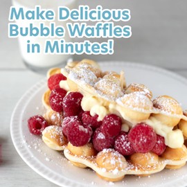 Bubble Waffle Maker- Electric Nonstick Hong Kong Egg Waffler Iron Griddle w Ready Indicator Light- Ready in under 5 Mins w Recipe Guide- Homemade DIY Ice Cream Cones- Special Breakfast, Dessert Gift