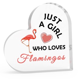 Flamingos Gifts for Flamingo Lovers Graduation Gift for Flamingos Friend Acrylic Heart-Shaped Keepsake Flamingo Lover Gifts for Women Girl Flamingo Party Decoration Gift Acrylic Heart Plaque