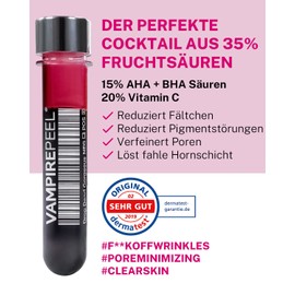 35% Fruit Acid Peeling 15% AHA & BHA + 20% Vitamin C Acid Vampire Peel by Svenja Walberg Dermatest Very Good Chemical Against Wrinkles, Pimples, Large Pores Mega Glow Vegan