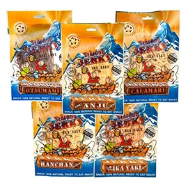 CANTINA STAR Calamari Party Set | Calamari Jerky (Dried Calamari) | Anju, Banchan, Calamari, Ika Yaki, Otsumami | 2.8oz - 5 Count