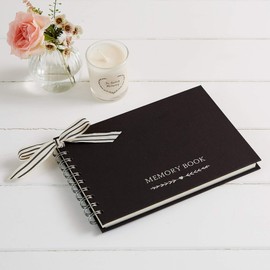 ANGEL & DOVE Luxury Black A5 Memory Book & 2 Signs Set - Funeral Condolence Book, Memorial, Celebration of Life