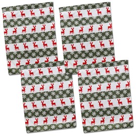 By Robelli Large Felt Fun Festive Green, Red And White Stocking Sacks (60 x 45cm Green Snowflake Reindeer) (4 x 60x45cm Green Stripe Reindeer)