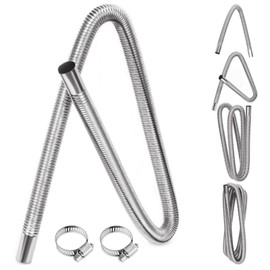 Glarks 3Pcs Stainless Steel Exhaust Pipe Set, Includes 1pcs 47in-Long 1in-Diameter Stainless Steel Exhaust Pipe, 2pcs Hose Clamps, Fuel Tank Diesel Gas Vent Hose Flexible Exhaust Tubing